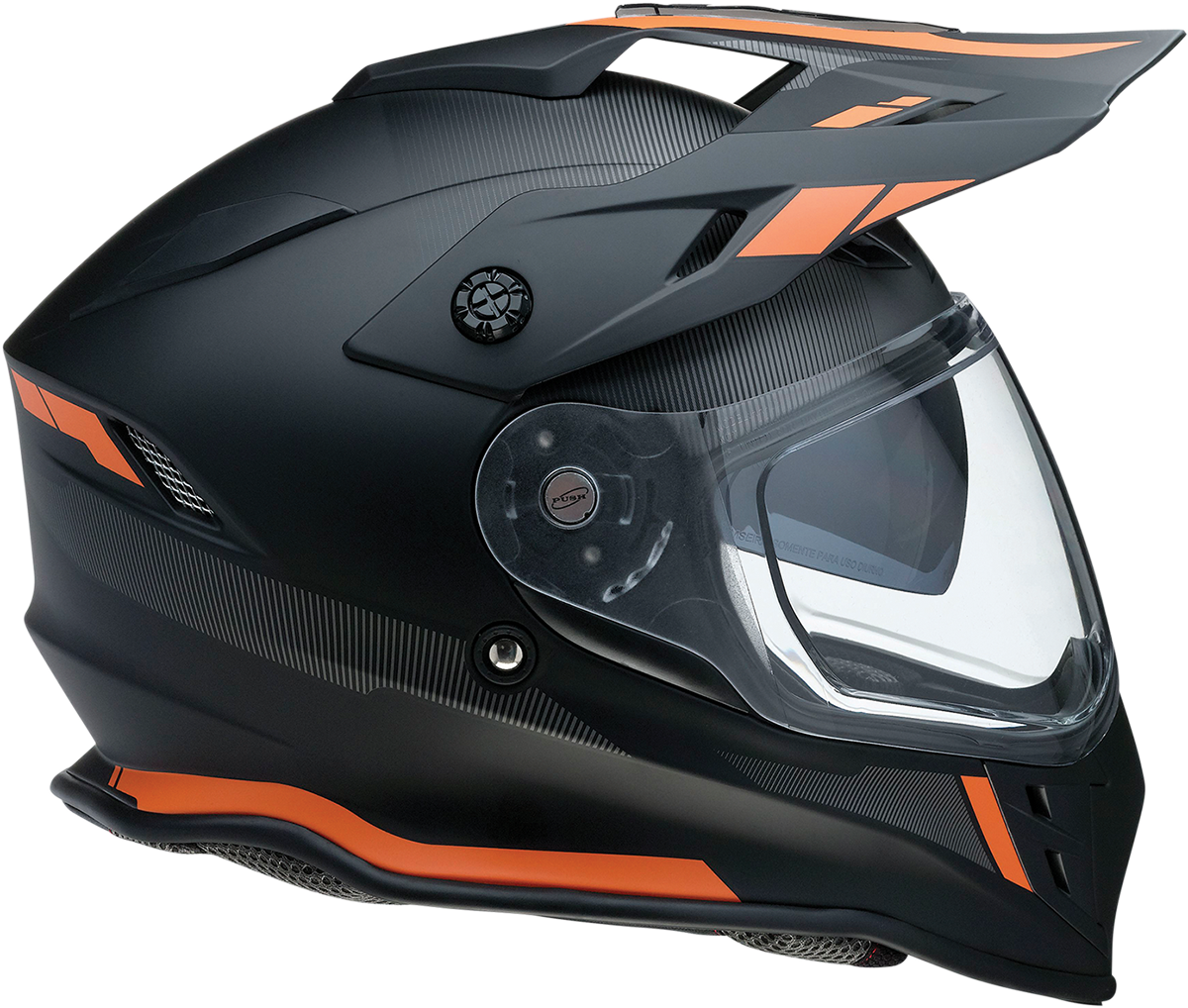 Z1R Range Helmet - Uptake Black/Orange 2XL with Drop-Down Sun Visor and Removable Lining