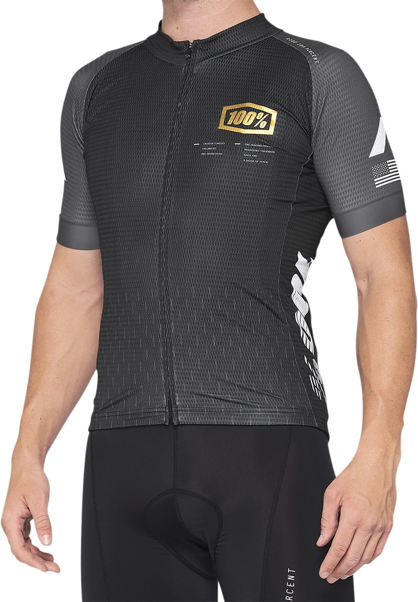 100% Exceeda Short-Sleeve Jersey - Black/Charcoal - Medium 40051-00001