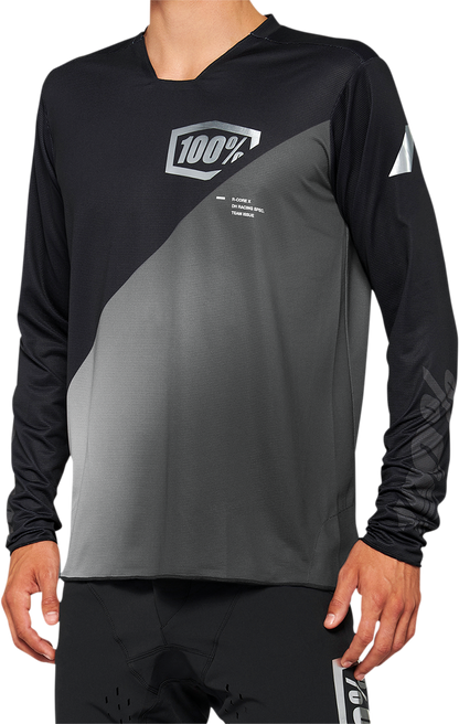 100% R-Core X Long-Sleeve Jersey - Black/Gray - Large 40000-00002