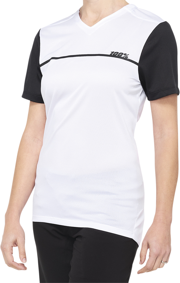100% Women's Ridecamp Short-Sleeve Jersey - White/Black - Medium 40035-00009