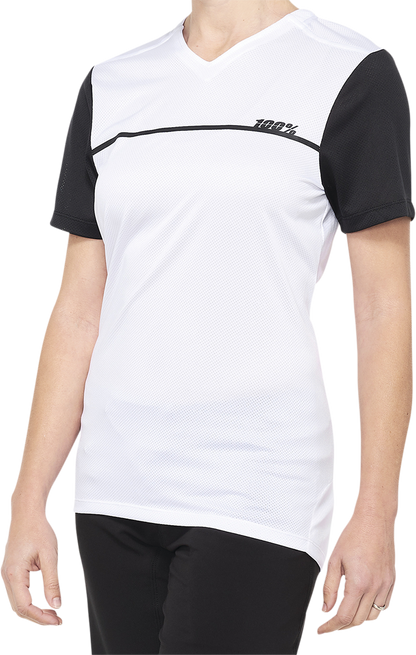 100% Women's Ridecamp Short-Sleeve Jersey - White/Black - Medium 40035-00009