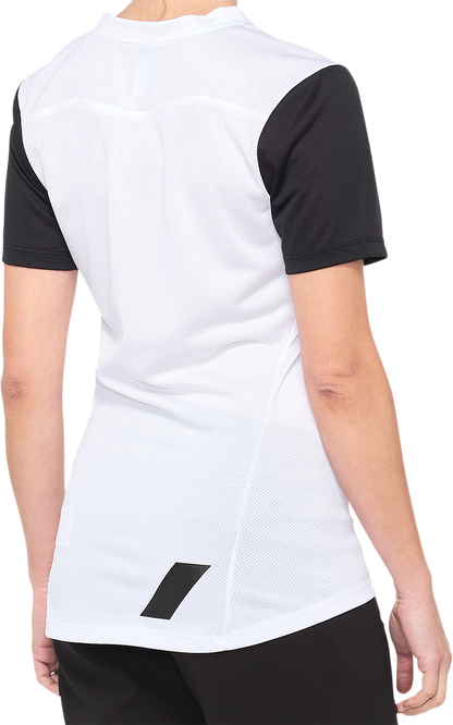100% Women's Ridecamp Short-Sleeve Jersey - White/Black - Small 40035-00010