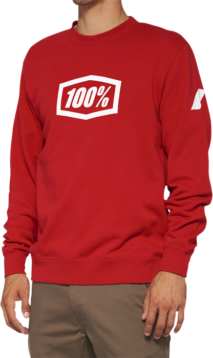 100% Icon Long-Sleeve Fleece Sweatshirt - Red - Large 20026-00012
