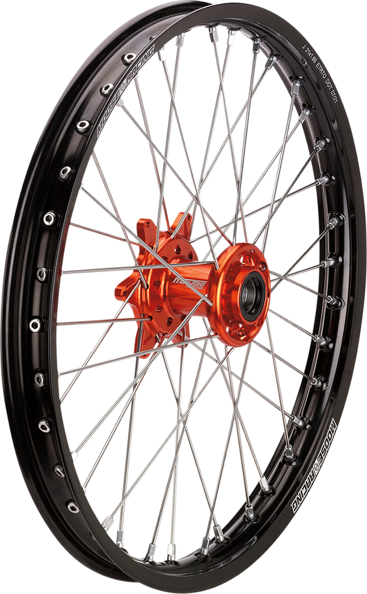 MOOSE OFFROAD Wheel Assembly - SX-1 - Complete - Front - Black Wheel/Orange Hub - 21x1.6 - KTM/Gas Gas/Husqvarna MF-16021-BKOR