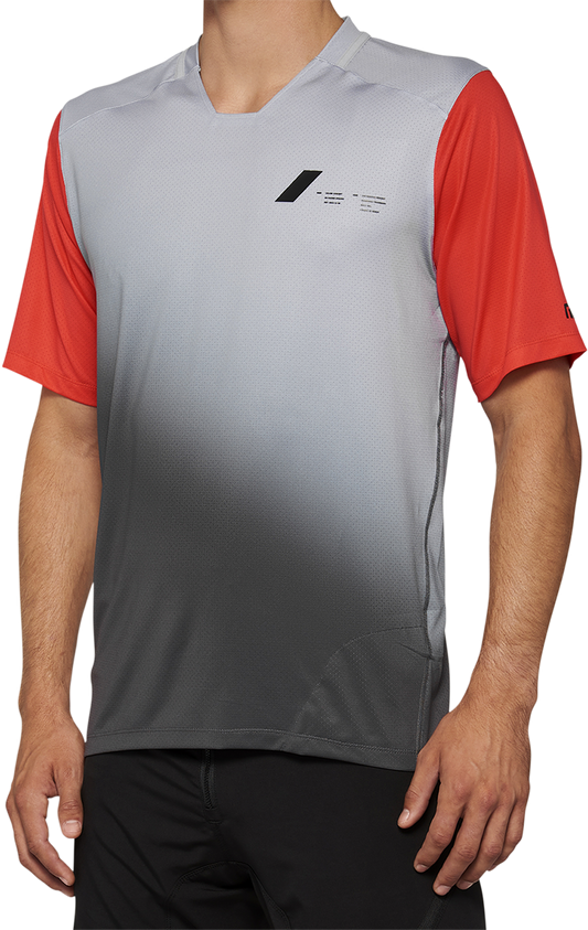100% Celium Short-Sleeve Jersey - Gray/Racer Red - Small 40011-00010