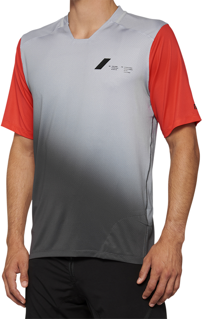 100% Celium Short-Sleeve Jersey - Gray/Racer Red - Large 40011-00012