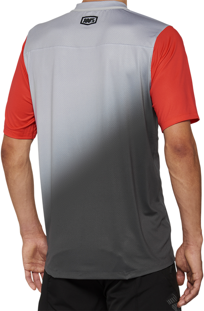 100% Celium Short-Sleeve Jersey - Gray/Racer Red - Large 40011-00012