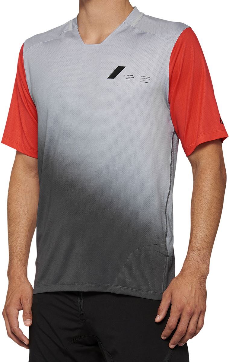 100% Celium Short-Sleeve Jersey - Gray/Racer Red - XL 40011-00013