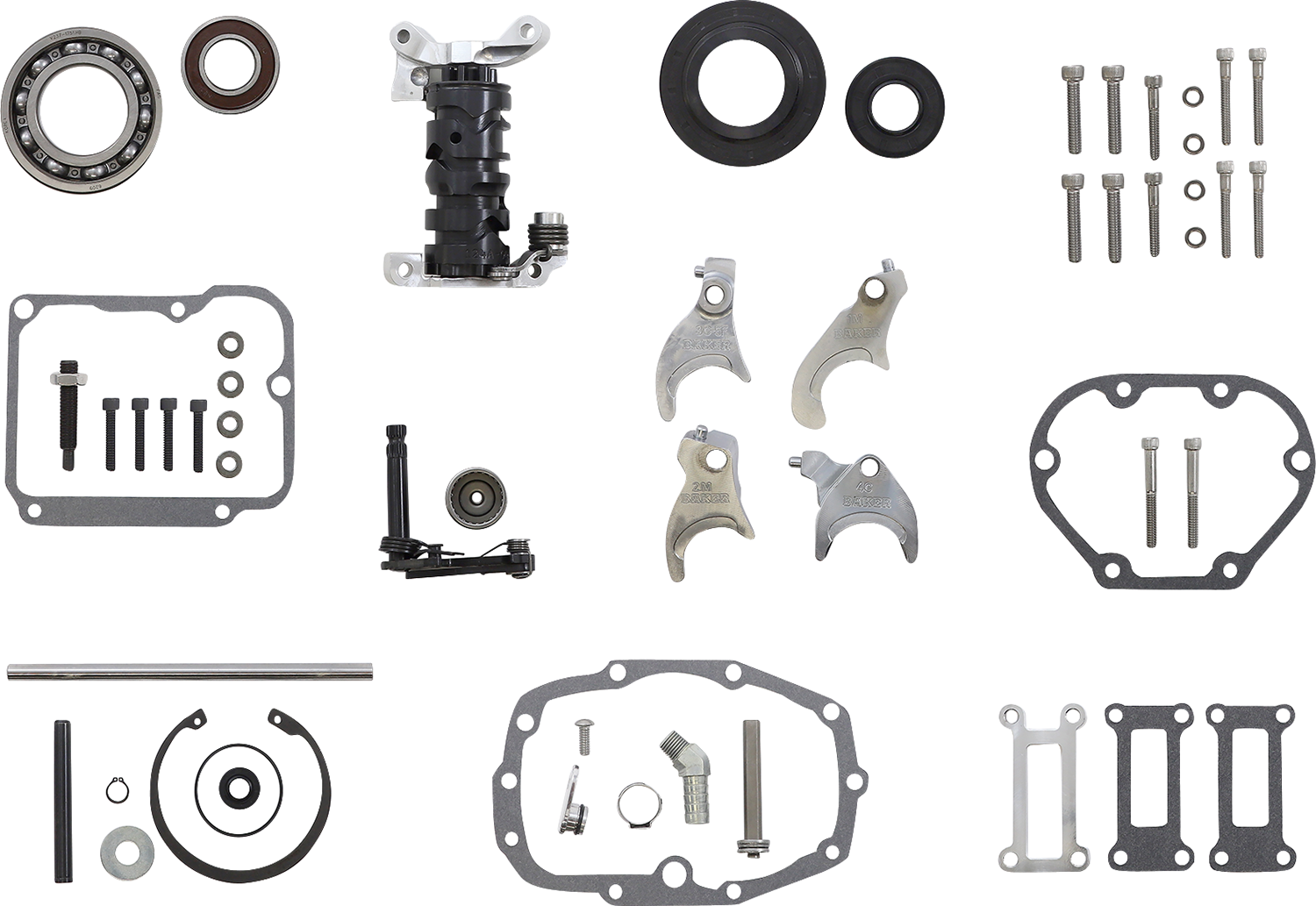BAKER DRIVETRAIN Overdrive 6-Speed Gear Set for Harley-Davidson Touring Models (2002-2006) - Polished Finish