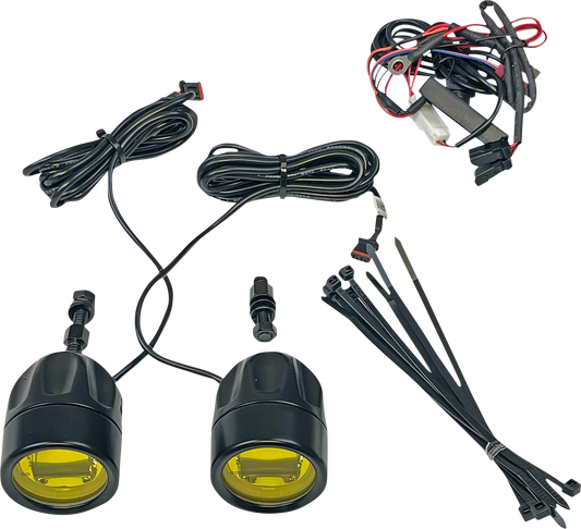 CUSTOM DYNAMICS Fog Light - Black - Yellow Lens - Universal PB-FOG-UNV-YB