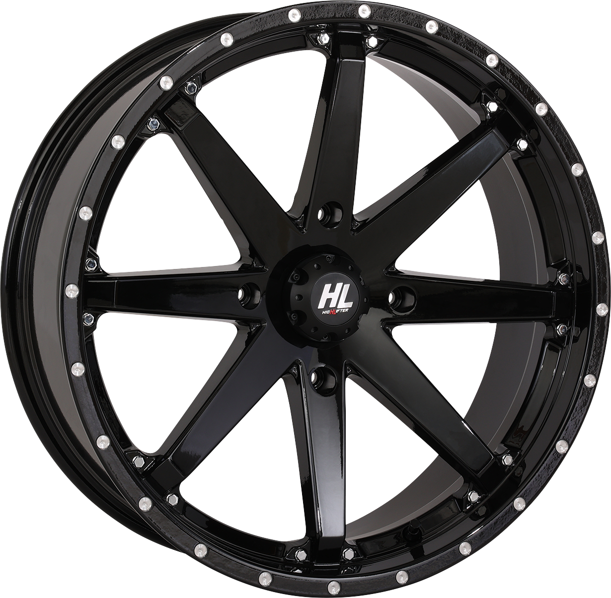 HIGH LIFTER HL10 20x7 Gloss Black Wheel with Factory Valve Stem and Bolt-In Center Cap