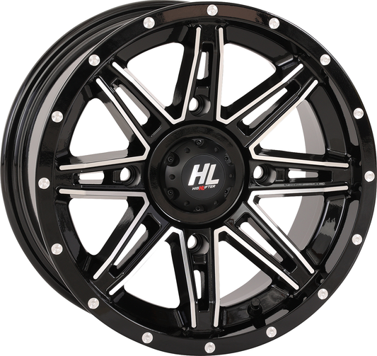 HIGH LIFTER HL22 14x7 Gloss Black Machined Wheel - 4/156 Bolt Pattern with Split 8-Spoke Design