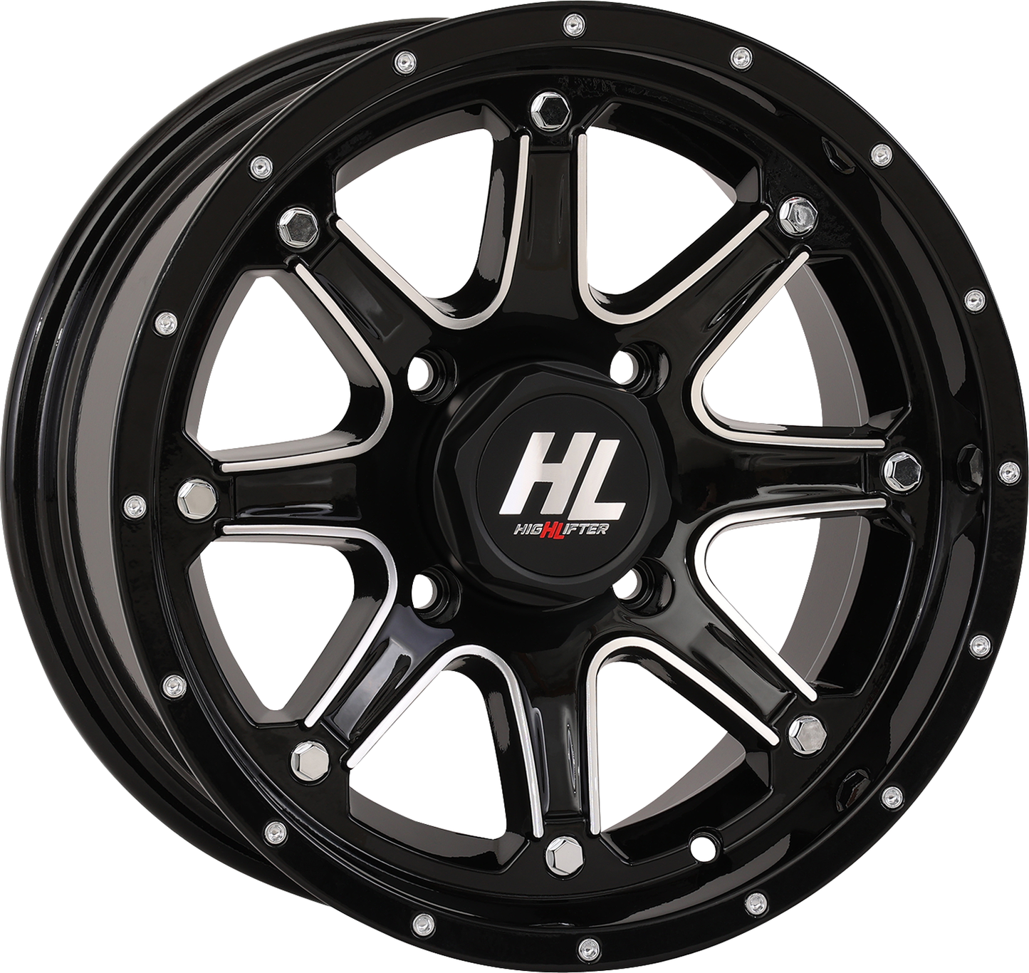 HIGH LIFTER HL4 14x7 Gloss Black Wheel with Machined Accents - Part Number 14HL04-1137
