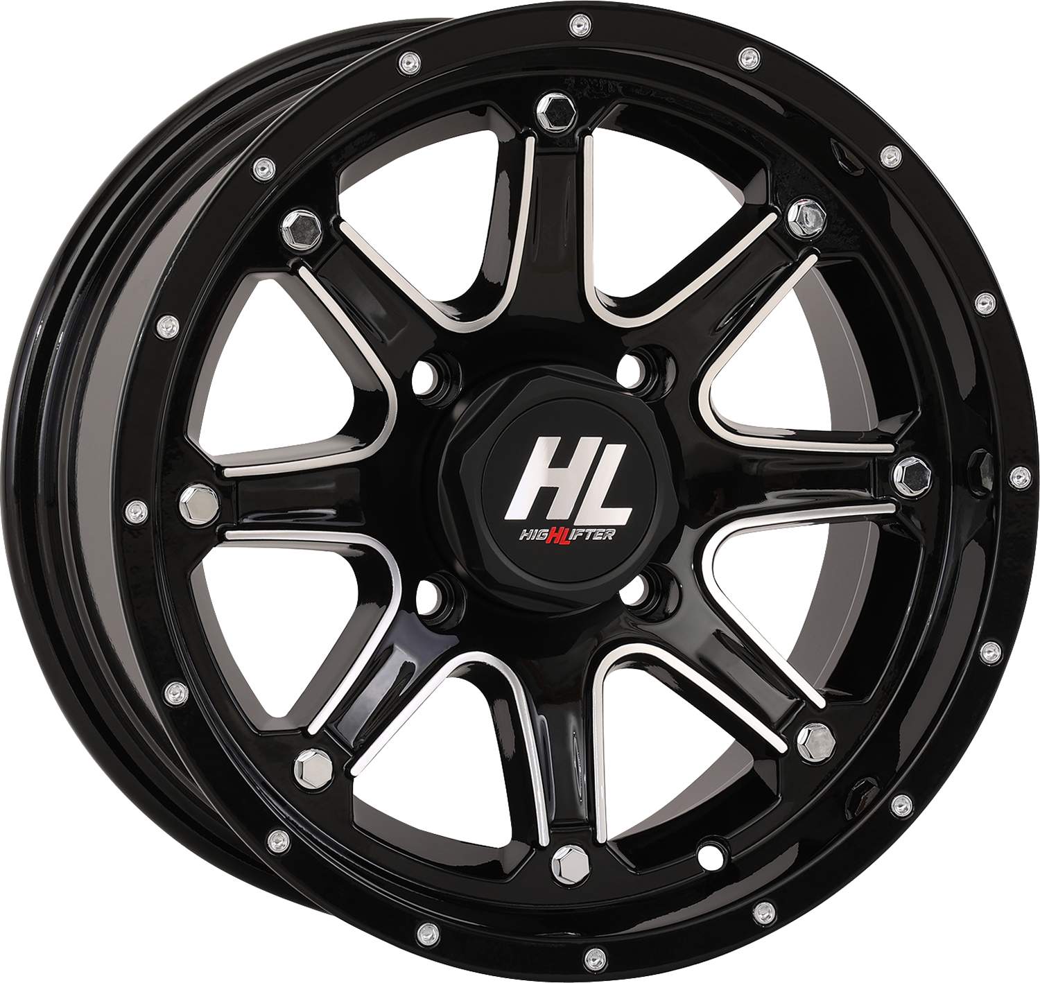 HIGH LIFTER HL4 14x7 Gloss Black Wheel with Machined Accents - Part Number 14HL04-1137