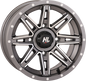 HIGH LIFTER 14HL22-1837 Gun Metal Gray Wheel - 14x7 Inch with Machined Accents and Split 8-Spoke Design