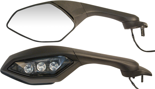 EMGO Mirror - OEM - Replacement - Side View - Cat Eye - Black - Left - Each 20-37502