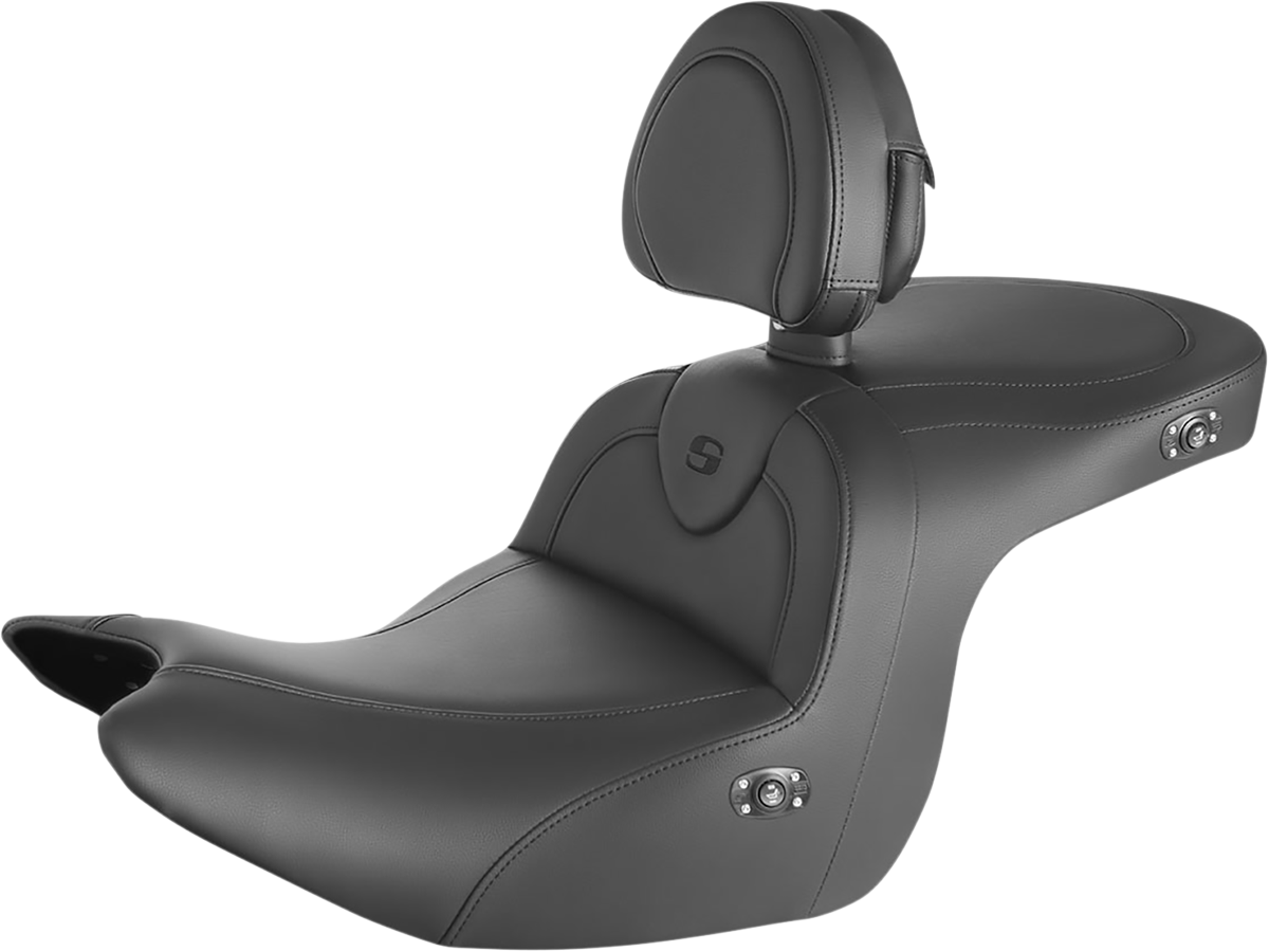 SADDLEMEN RoadSofa™ Seat - with Backrest - Black w/ Black Stitching - Heated - GL1800 '18-'24 H18-07-187BRHCT