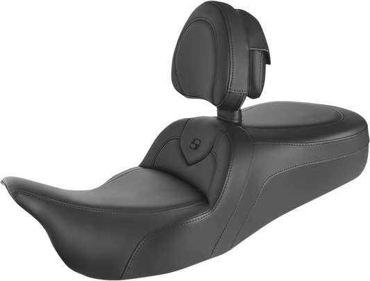 SADDLEMEN RoadSofa™ Seat - With Backrest - Black w/ Black Stitching - FL '09-'24 808-07B-187TBR