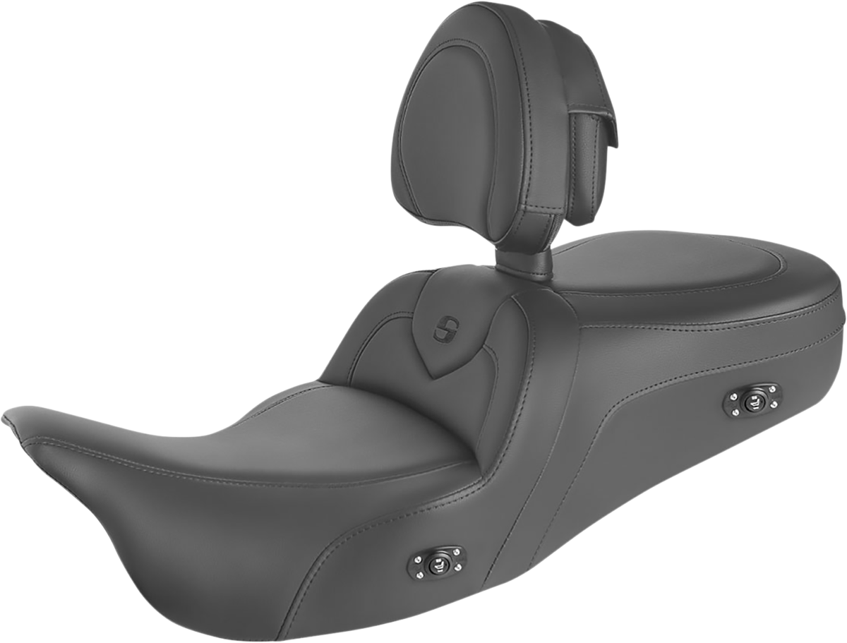 SADDLEMEN Heated RoadSofa™ Seat - With Backrest - Black w/ Black Stitching - FL' 09-'24 808-07B-187TBRH