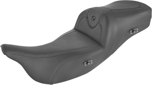SADDLEMEN Heated RoadSofa™ Seat - Without Backrest - Black w/ Black Stitching - FL '09-'24 808-07B-187THCT