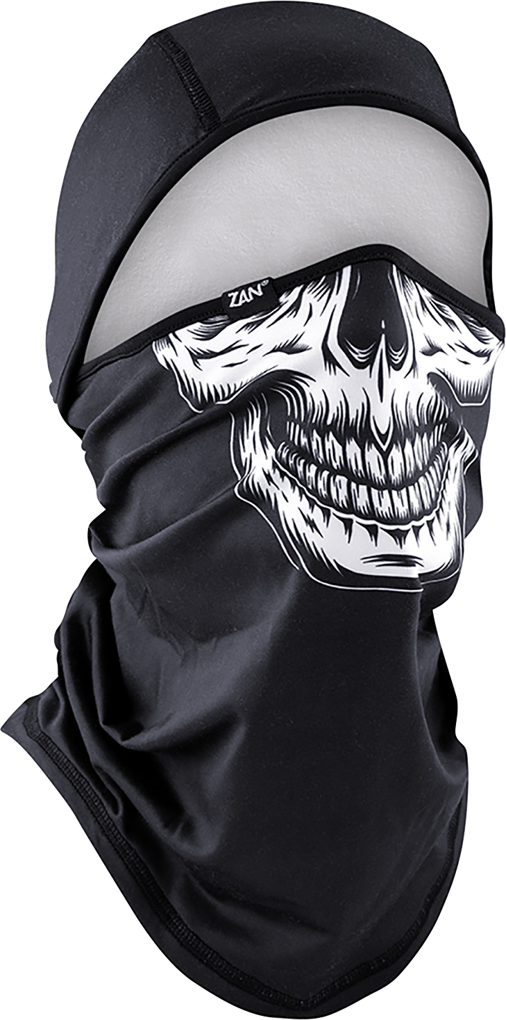 ZAN HEADGEAR SportFlex® Convertible Balaclava WB4L002 - Versatile All-in-One Head and Face Cover in Black/White Skull