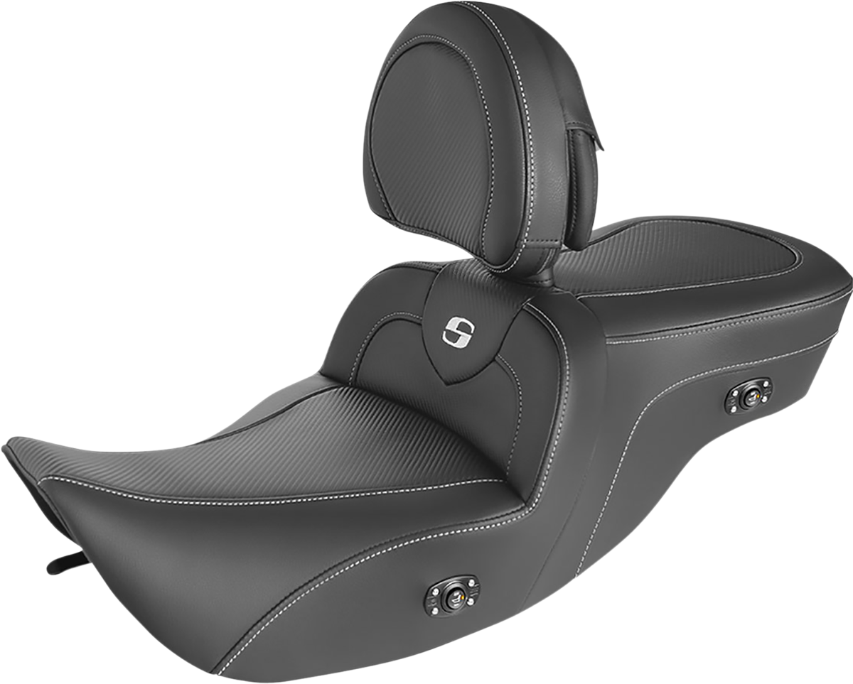 SADDLEMEN Heated Roadsofa™ Seat - Carbon Fiber - w/ Backrest 897-06-185BRHC
