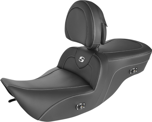 SADDLEMEN Heated Roadsofa™ Seat - Carbon Fiber - w/ Backrest 897-06-185BRHC
