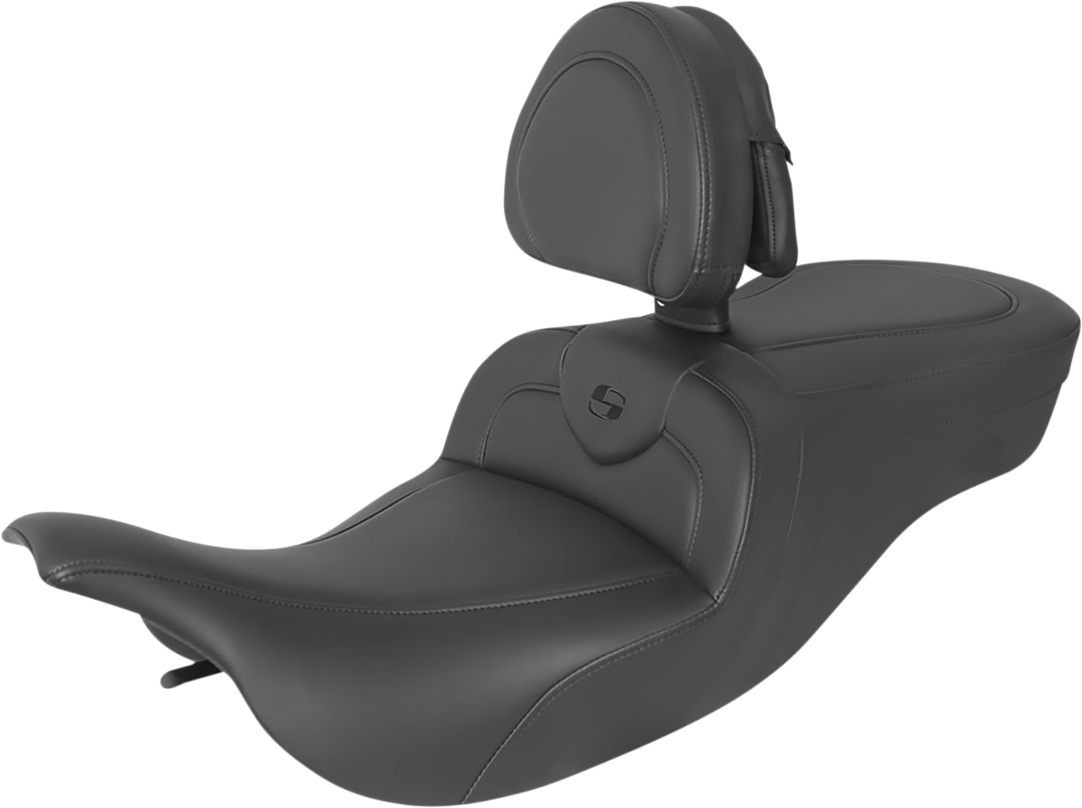 SADDLEMEN RoadSofa™ Seat - with Backrest - Black w/ Black Stitching - FLH/FLT '97-'07 897-07-187BR