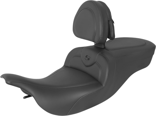 SADDLEMEN RoadSofa™ Seat - with Backrest - Black w/ Black Stitching - FLH/FLT '97-'07 897-07-187BR