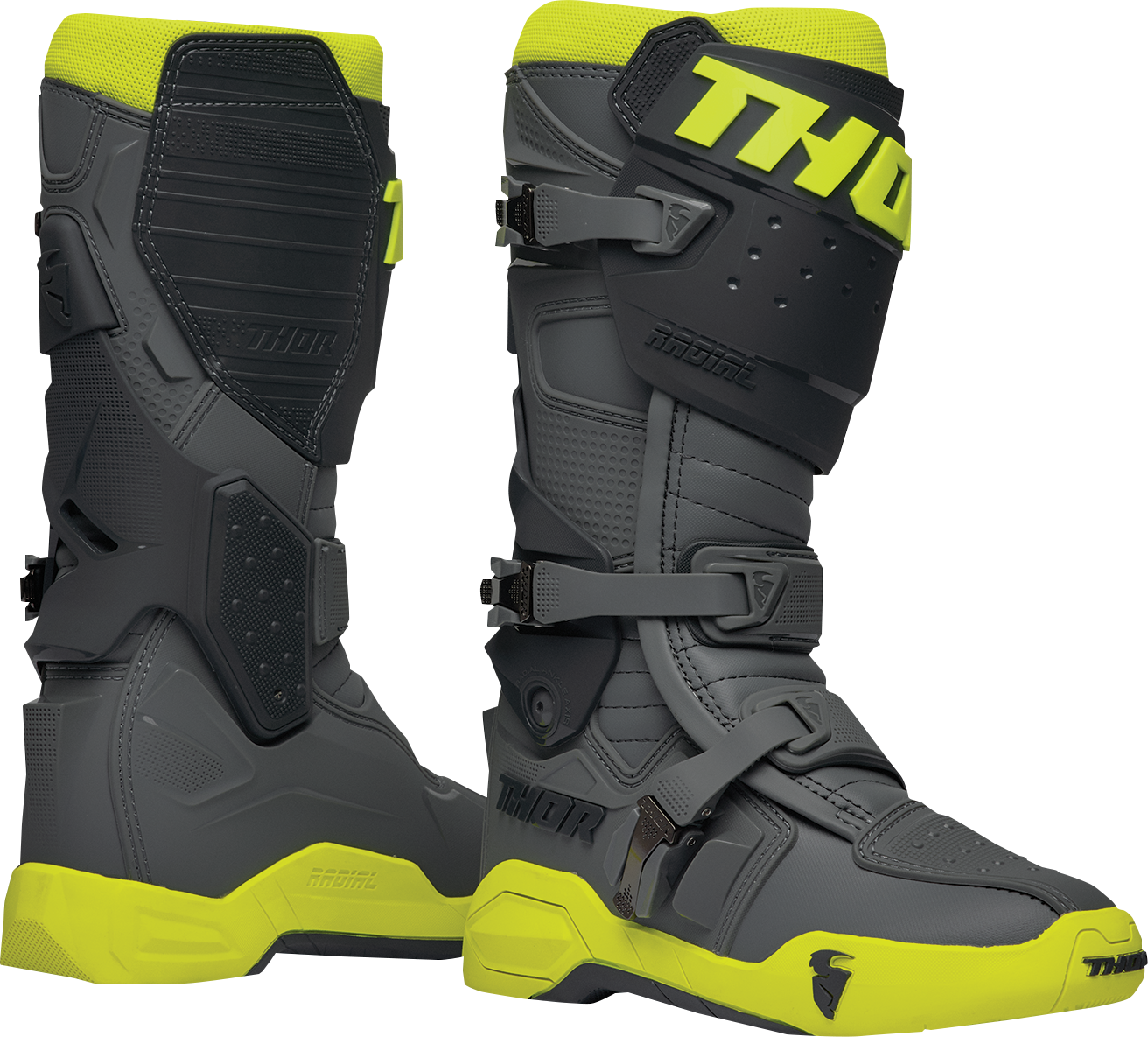 THOR Radial Boots - Gray/Fluorescent Yellow - US 15 / EU 51 3410-2753