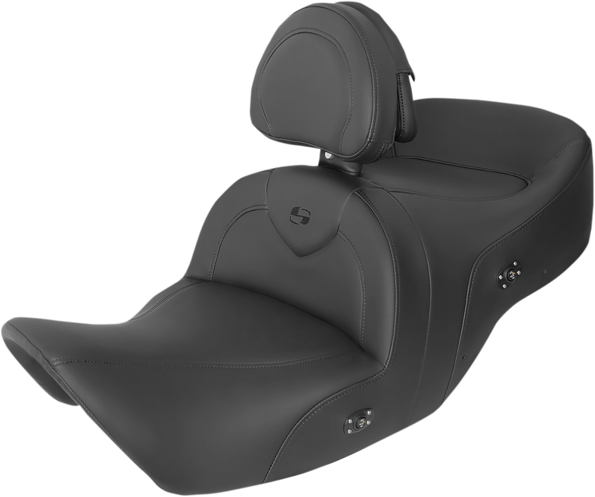 SADDLEMEN RoadSofa™ Seat - with Backrest - Black w/ Black Stitching - Heated - GL1800 '01-'10 H01-07-187BRHCT