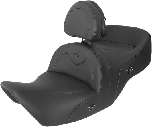 SADDLEMEN RoadSofa™ Seat - with Backrest - Black w/ Black Stitching - Heated - GL1800 '01-'10 H01-07-187BRHCT