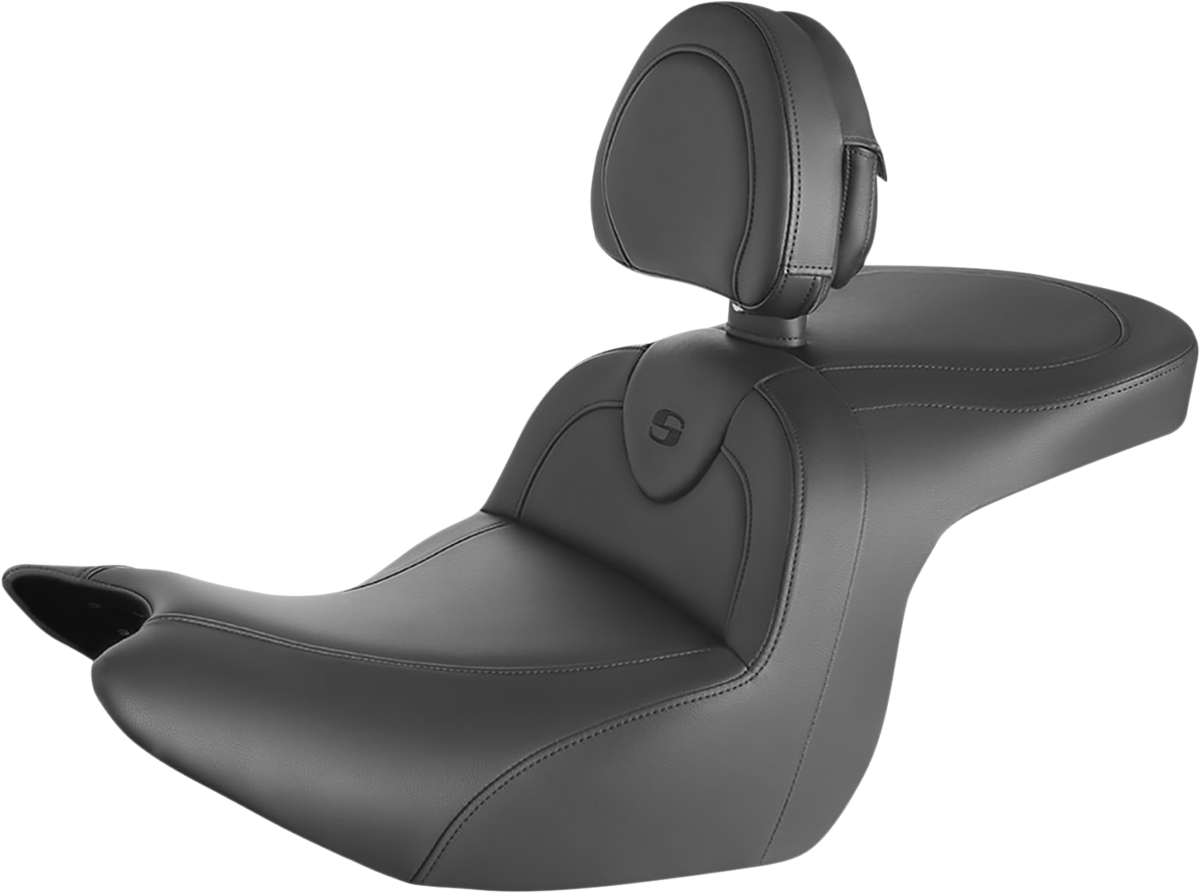 SADDLEMEN RoadSofa™ Seat - with Backrest - Black/Black Stitching - GL1800 '18-'24 H18-07-187BR