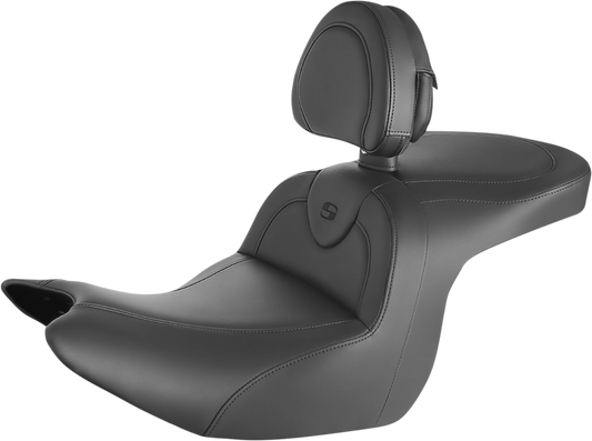 SADDLEMEN RoadSofa™ Seat - with Backrest - Black/Black Stitching - GL1800 '18-'24 H18-07-187BR