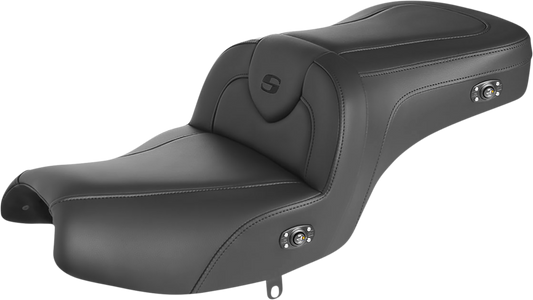 SADDLEMEN RoadSofa™ Seat - without Backrest - Black w/ Black Stitching - Heated - Challenger/Pursuit '20-'24 I20-06-187HCT