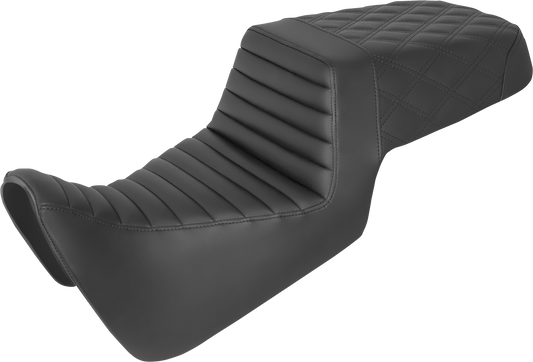 SADDLEMEN Step-Up Seat - Front Tuck-n-Roll/Rear Lattice Stitch - Black - Pan America '21-'24 821-34-176
