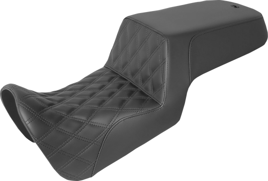 SADDLEMEN Step-Up Seat - Front Lattice Stitch/Rear Smooth - Black - Pan America '21-'24 821-34-172