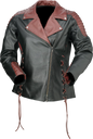 Z1R Women's Combiner Leather Jacket - Black/Red - Large 2813-1012