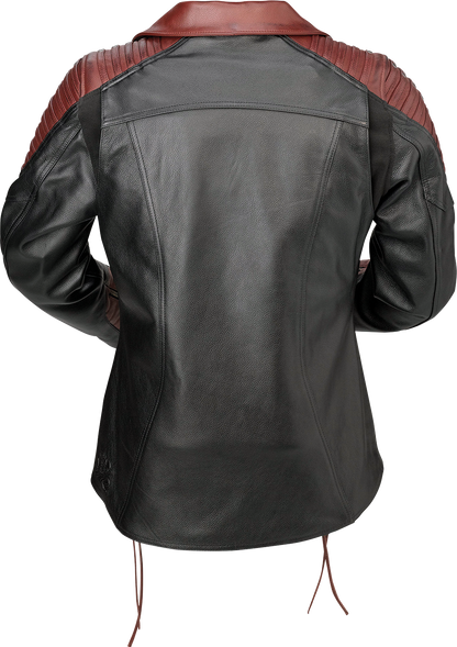 Z1R Women's Combiner Leather Jacket - Black/Red - Large 2813-1012