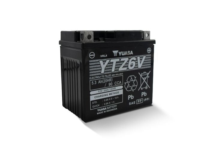YUASA YTZ6V Factory Activated Maintenance-Free Motorcycle Battery