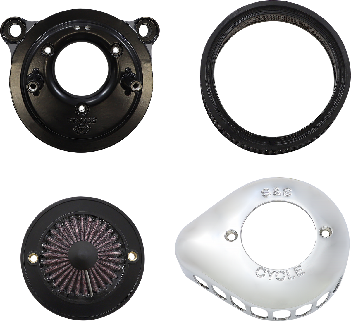 S&S CYCLE Air Stinger Stealth Air Cleaner Kit - Chrome 170-0719A