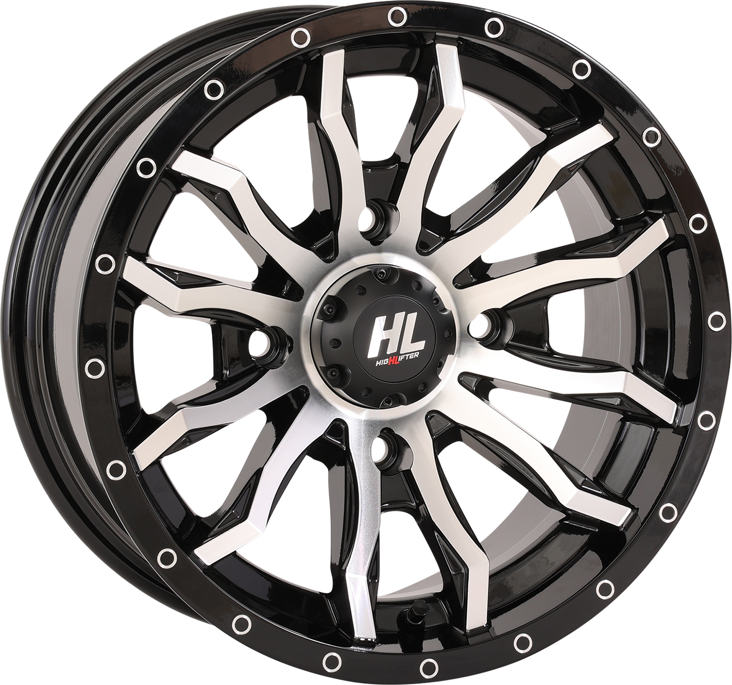 HIGH LIFTER 22HL21-1137 Gloss Black Machined 22x7 Wheel with Factory Valve Stem and Bolt-in Center Cap
