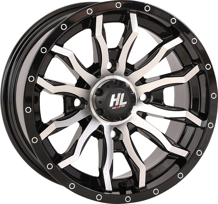 High Lifter 24HL21-1137 Gloss Black with Machined Finish 24-Inch Wheel for Front and Rear Applications