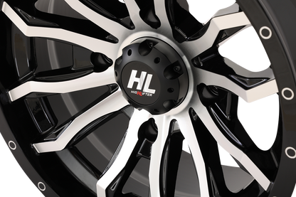 HIGH LIFTER 22HL21-1137 Gloss Black Machined 22x7 Wheel with Factory Valve Stem and Bolt-in Center Cap