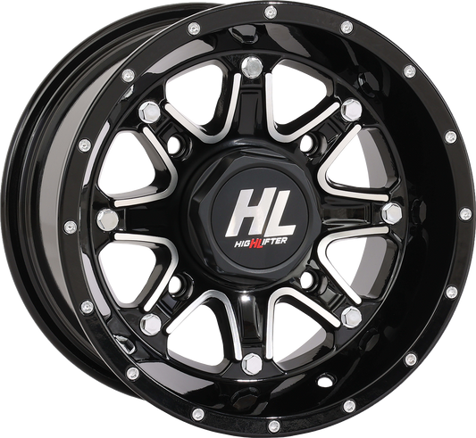 HIGH LIFTER HL4 Rear Wheel - 12x7 Inches Gloss Black with Machined Finish, Part Number 12HL04-1111