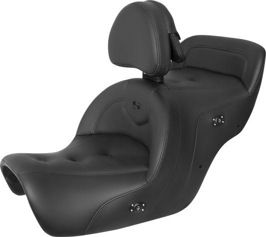 SADDLEMEN RoadSofa™ Seat - with Backrest - Pillow Top - Black - Heated - GL1500 '88-'00 H88-07-181BRHCT