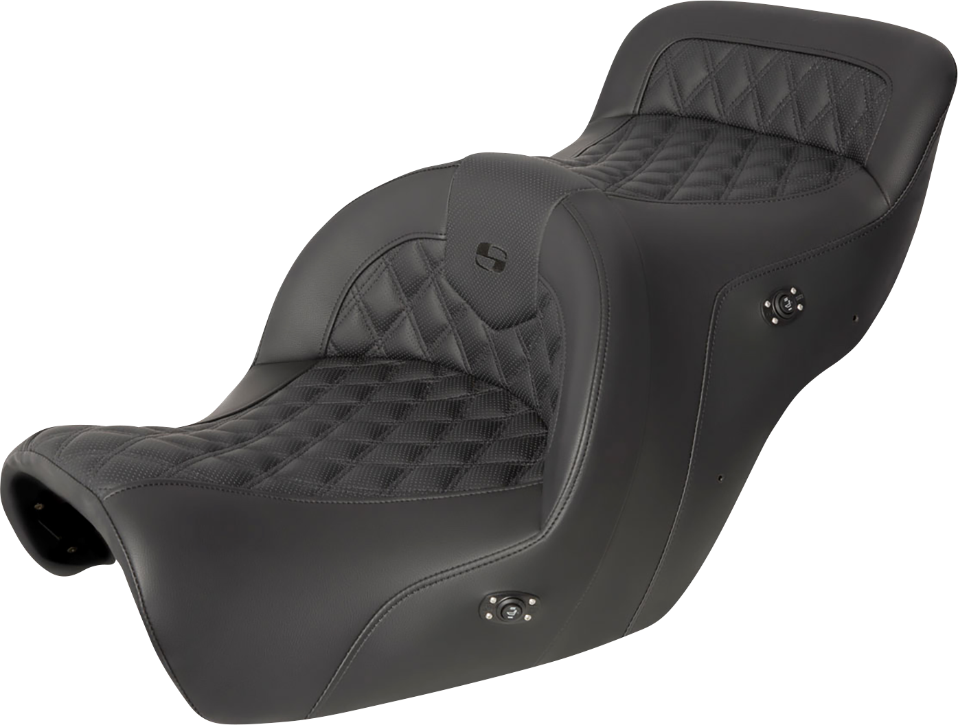 SADDLEMEN RoadSofa™ Seat - without Backrest - Full Lattice Stitch - Black - Heated - GL1500 '88-'00 H88-07-182HCT