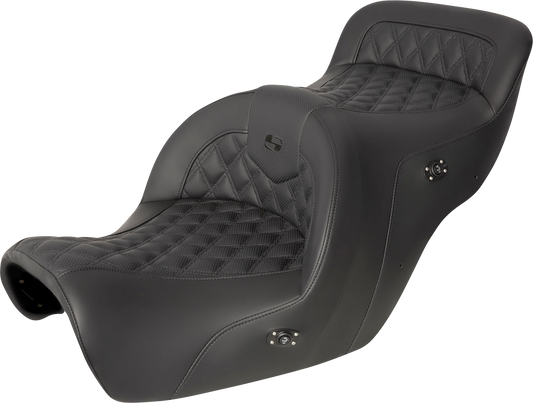 SADDLEMEN RoadSofa™ Seat - without Backrest - Full Lattice Stitch - Black - Heated - GL1500 '88-'00 H88-07-182HCT