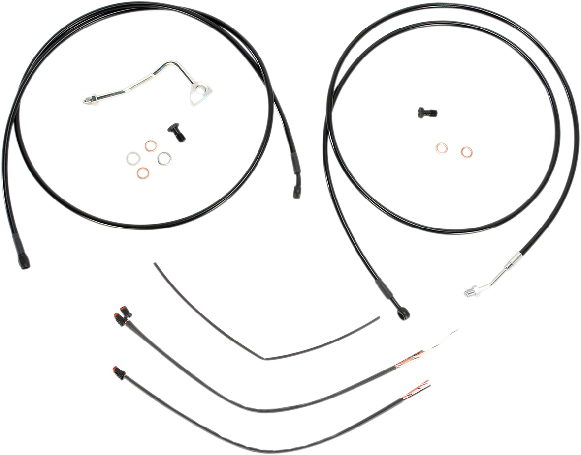 BURLY BRAND Complete Black Vinyl Handlebar Cable/Line Kit for Ape Hangers - 13" - ABS - '14-'16 FLH B30-1115