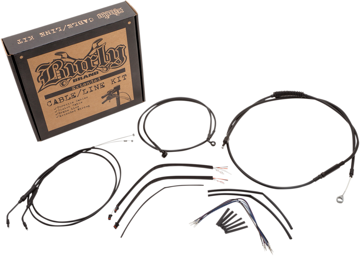 BURLY BRAND Complete Black Vinyl Handlebar Cable/Line Kit for Ape Hangers - 14" - '14-'22 Sportster B30-1107